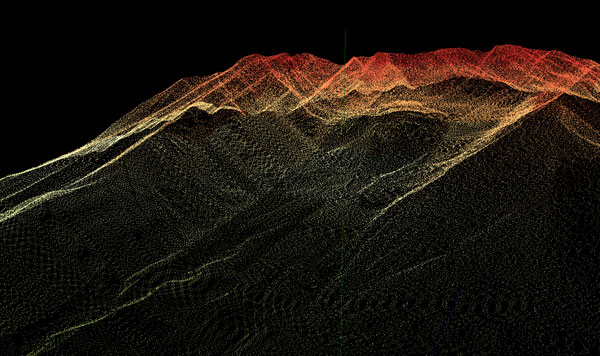 Wireframe view of terrain