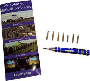 AlphaPixel IITSEC brochure and free promotional multi-screwdriver