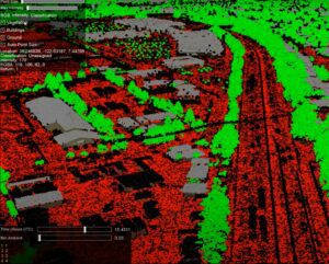 Classified LIDAR point cloud data displayed in 3d