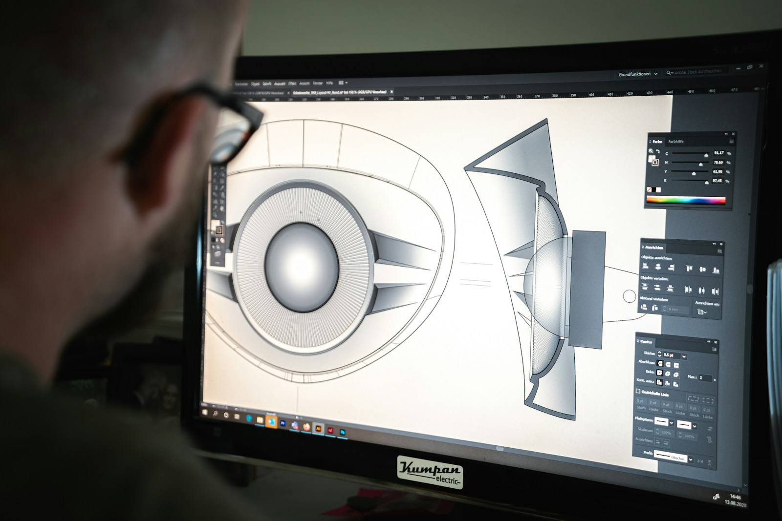 CAD product design on a computer monitor. Photo by Kumpan Electric on Unsplash