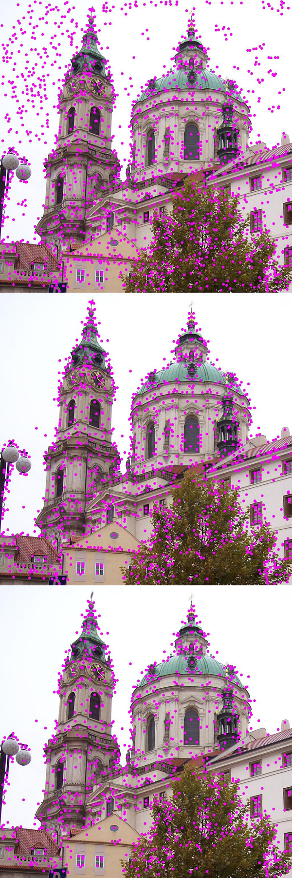 SIFT keypoints found on an image, each drawn as a vector showing the feature's location, scale, and orientation.
